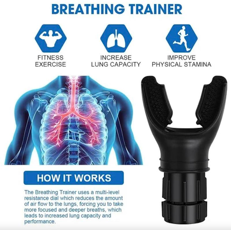 Lung Exerciser Expander Device Portable Lung Capacity Training with Adjustable Resistance for Fitness Enhancing Lung Function and Stamina Gains Black Workout Equipment Compact & Portable Design