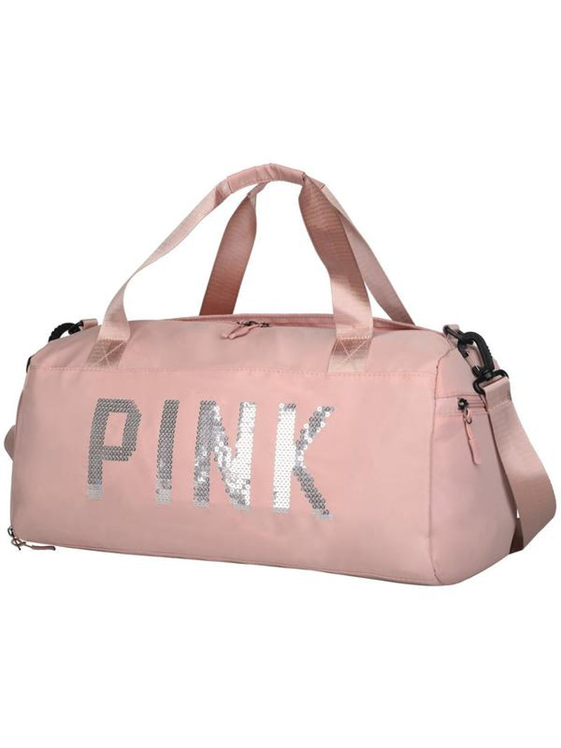 Fitness Bag with Shoe Compartment, Stylish Letter Design Large Capacity Lightweight Bag, Multifunctional Shoulder Bag, Crossbody Bag