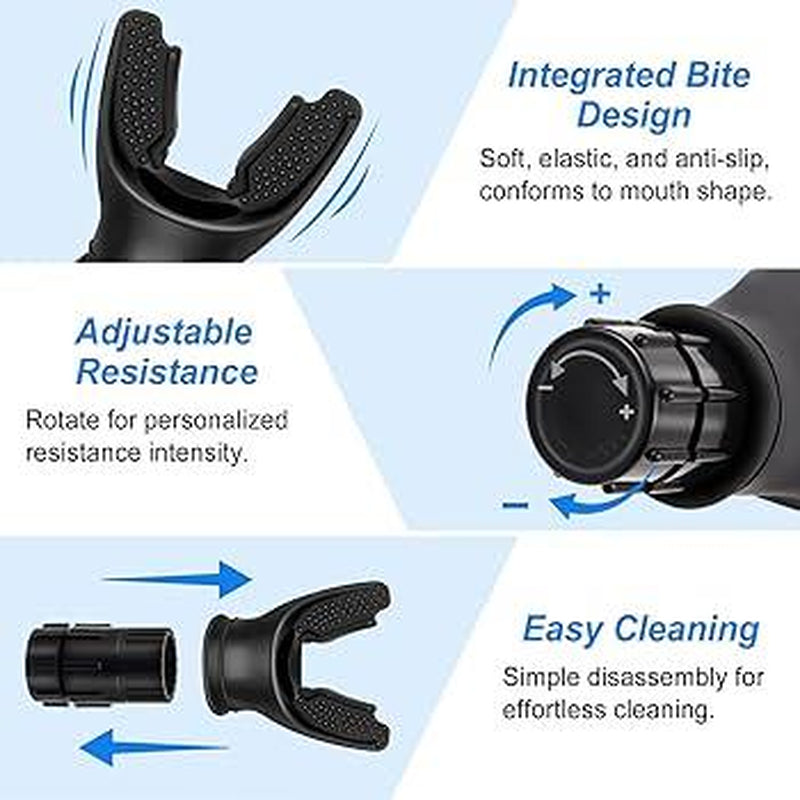 Lung Exerciser Expander Device Portable Lung Capacity Training with Adjustable Resistance for Fitness Enhancing Lung Function and Stamina Gains Black Workout Equipment Compact & Portable Design