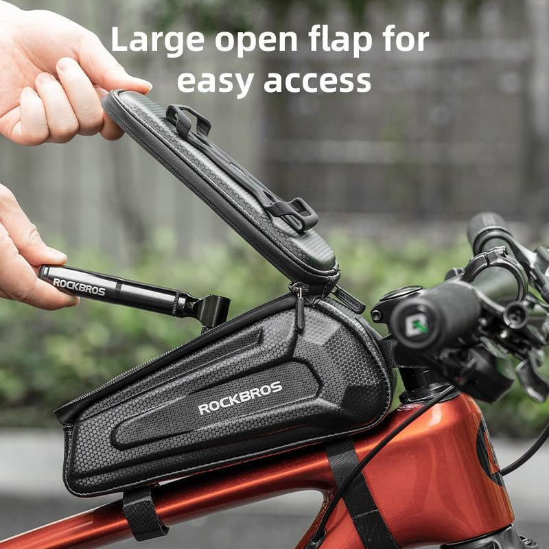 ROCKBROS Bicycle Front Top Tube Bag Touch Screen Bicycle Frame Bag Bicycle Bag 1.5L Large Capacity Adjustable Cycling Bag Bicycle Accessories