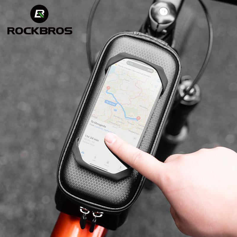 ROCKBROS Bicycle Front Top Tube Bag Touch Screen Bicycle Frame Bag Bicycle Bag 1.5L Large Capacity Adjustable Cycling Bag Bicycle Accessories